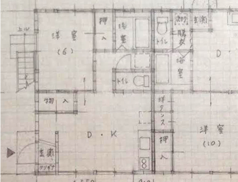 薪ストーブを置くことを織り込んで、家の図面をつくってもらう